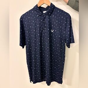 Callaway Dark Blue Polo with White Pattern